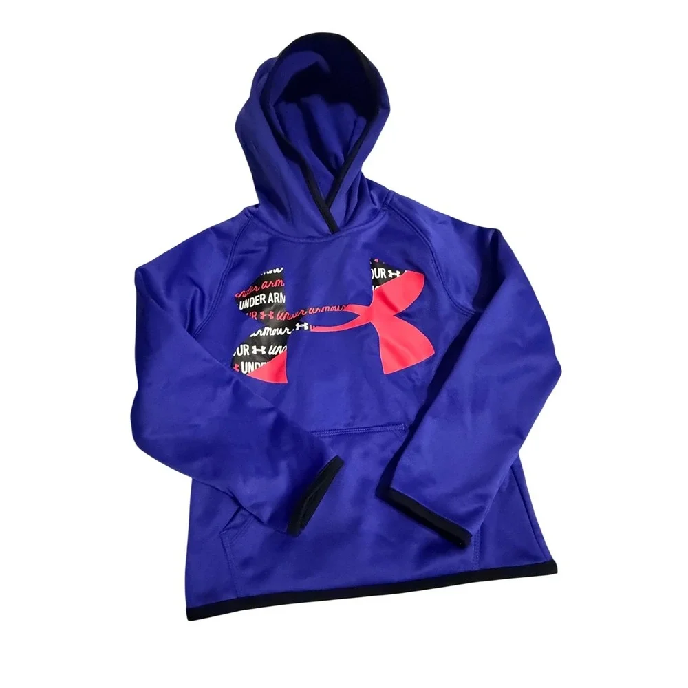 Under Armour Kids 5 Blue Graphic Logo Pullover Hoodie Sweatshirt 27D2410951‎